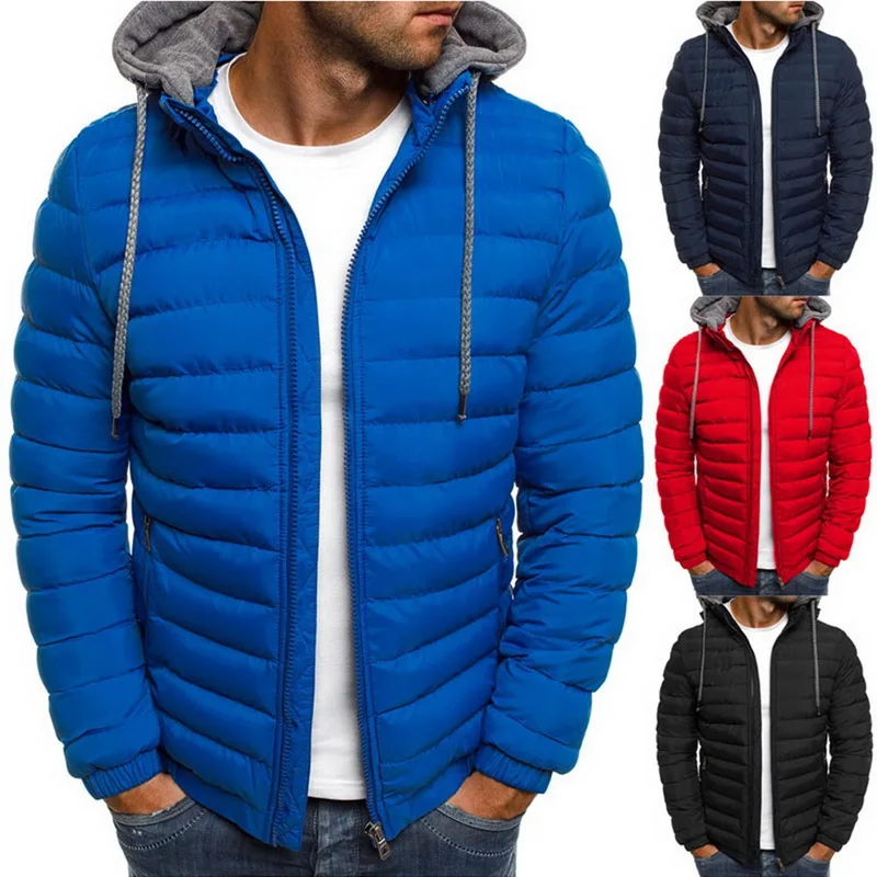 

DIHOPE Men Lightweight Windproof Warm Packable Casual Jacket Hooded Coat Causal Zipper Parka Clothes Streetwear Men Coat