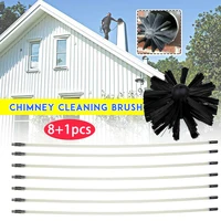 Home Chimney Cleaner Inner Wall Sweep Chimney Cleaning Brush Tool 8 Flexible Rods Kit