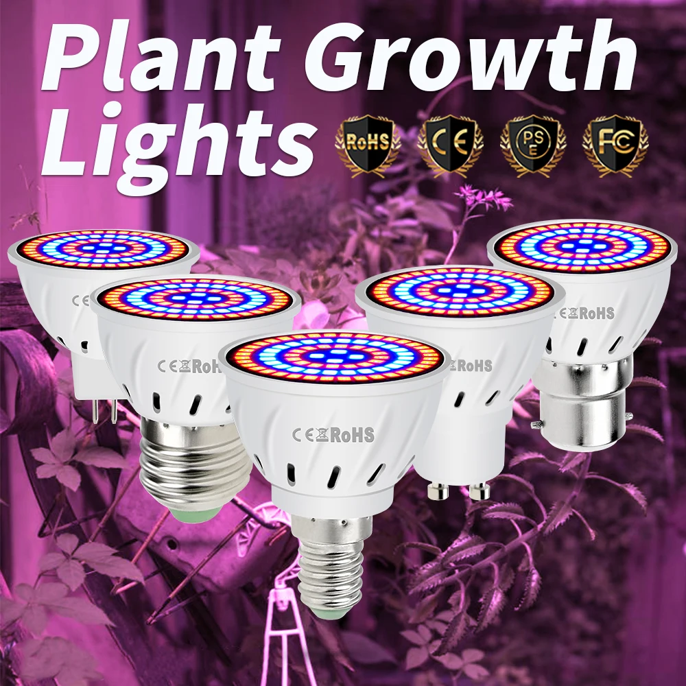 

Фитолампа полного спектра GU5.3, светодиодсветодиодный лампа E27, E14, светильник для выращивания растений, 220 В, светодиодная лампа GU10, фитолампа...