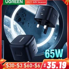 UGREEN 65W GaN Charger UK Plug Quick Charge 4.0 3.0 USB Type C QC PD USB Charger Fast Charger For iPhone Xiaomi Laptop Tablet