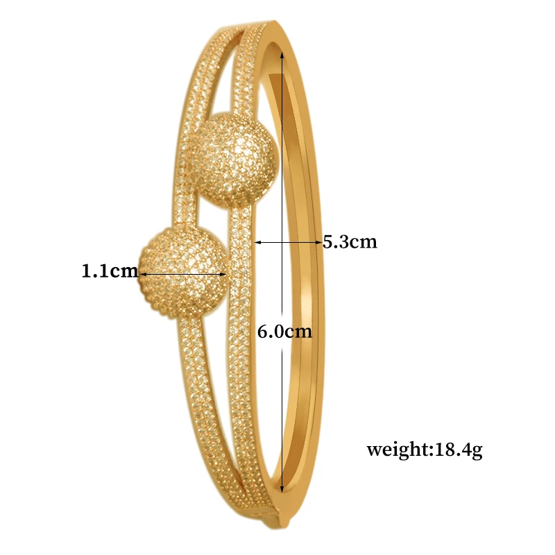 Bracelet Bangles Cuff With 2 ball Full Crystal Stone Luxury Fashion Punk Wedding Birthday Custom Jewelry For Women images - 6