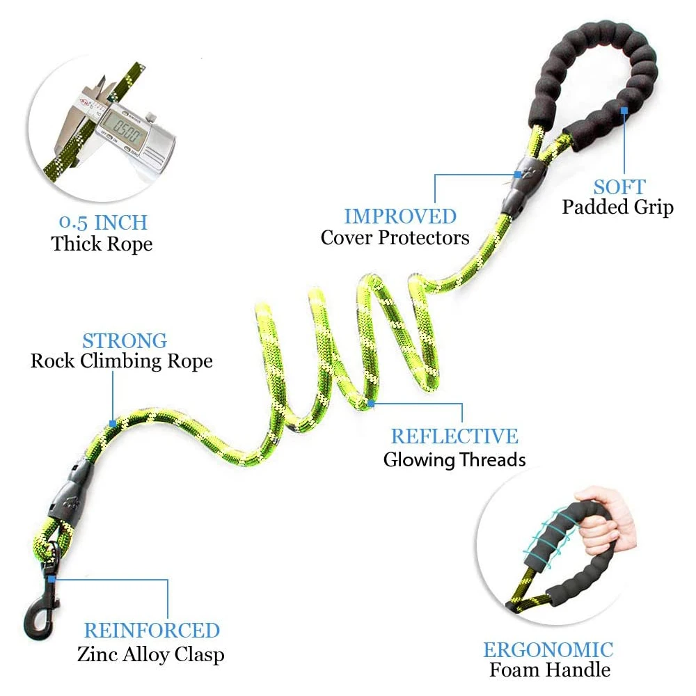 

1.5M Reflective Pet Leash Nylon Durable Leashes Medium Large Dogs Collar Leashes Lead Rope Pet Dogs Training Supplies Lead Rope