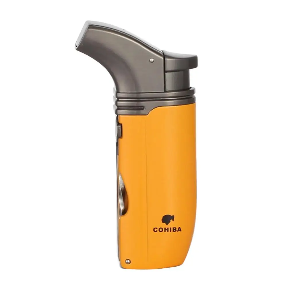 COHIBA инструмент для курения Металл бутан газ зажигалка для сигар 2 фонарь пламя Windprood зажигалки для сигарет со встроенной иглой для сигар