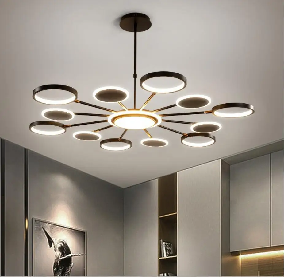 Светодиодная люстра в стиле пост модерн Современная золотистая или черная лампа