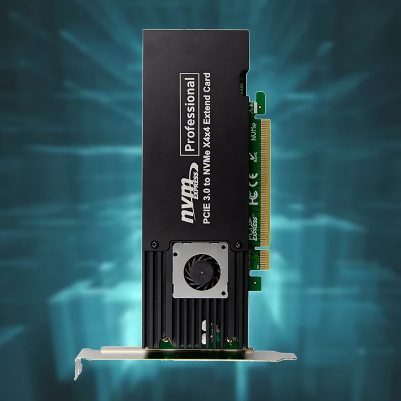

PCI-E 3.0 X16 ASM2824 to X4X4 NVMe M.2 M KEY SSD Adapter Expansion Card for Miner BTC Mining