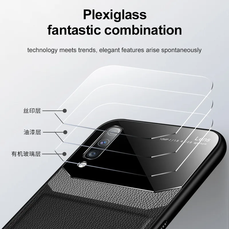 For Samsung Galaxy Note 8 9 10 Pro Case Soft Silicone TPU Leather Shockproof Phone Case for Galaxy A50 A70 Plexiglass Cover Copa
