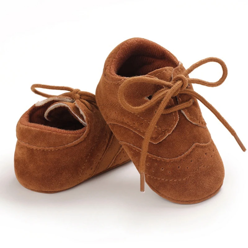 Zapatos suaves con cordones s&oacute;lidos para beb&eacute;, zapatillas antideslizantes de cuero PU, bonitos para primeros pasos-5