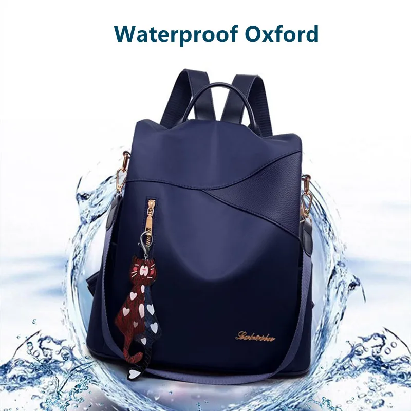 

Simple Oxford Women's Backpack Fashion Solid Multiple Carrying Methods Waterproof Back Anti-Theft Main Pocket Large Capacity
