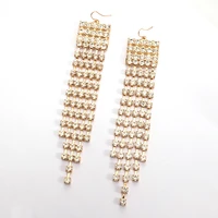 drop shipping rhinestone dropping earring for women bling crystal long tassel bridal jewelry accessories