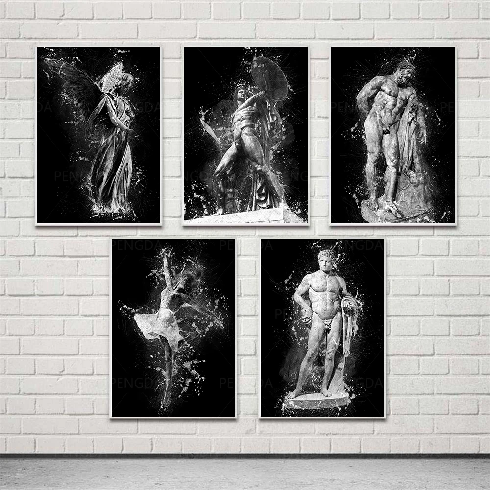 

Modular Canvas Abstract Pictures Poster Sculpture Prints Painting Aesthetic Home Decor Black and White Wall Art For Living Room