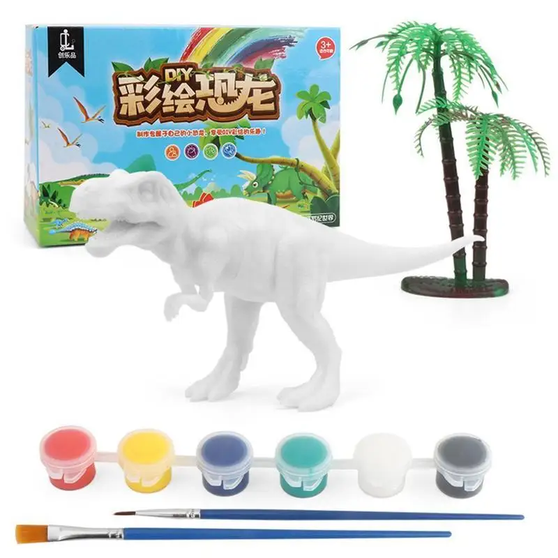 

Creative Cartoon Dinosaur Watercolor Painting Kid Toy 3D Model Crafts Graffiti Dinosaur Tyrannosaurus Hand Coloring for Children