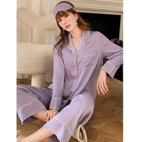 qweek satin sleepwear women silk pijama brief purple pajama female sets woman 2 pieces casual pyjamas cardigan loungewear suit