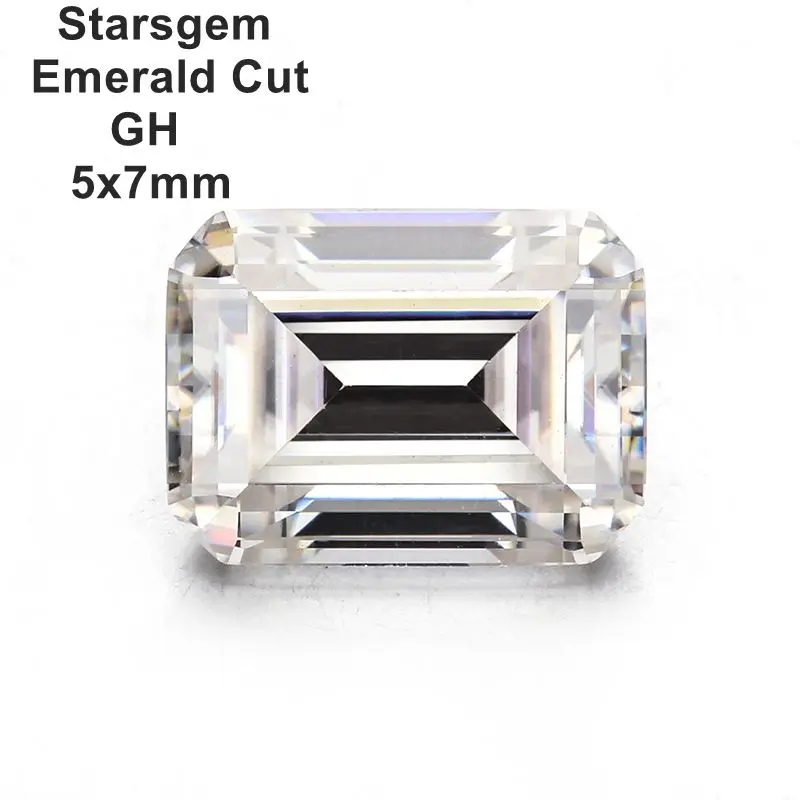 

High Quality Loose Emerald cut GH White Color 1 Carat 5X7mm VVS Moissanites Diamonds For Ring Making Fine Jewelry