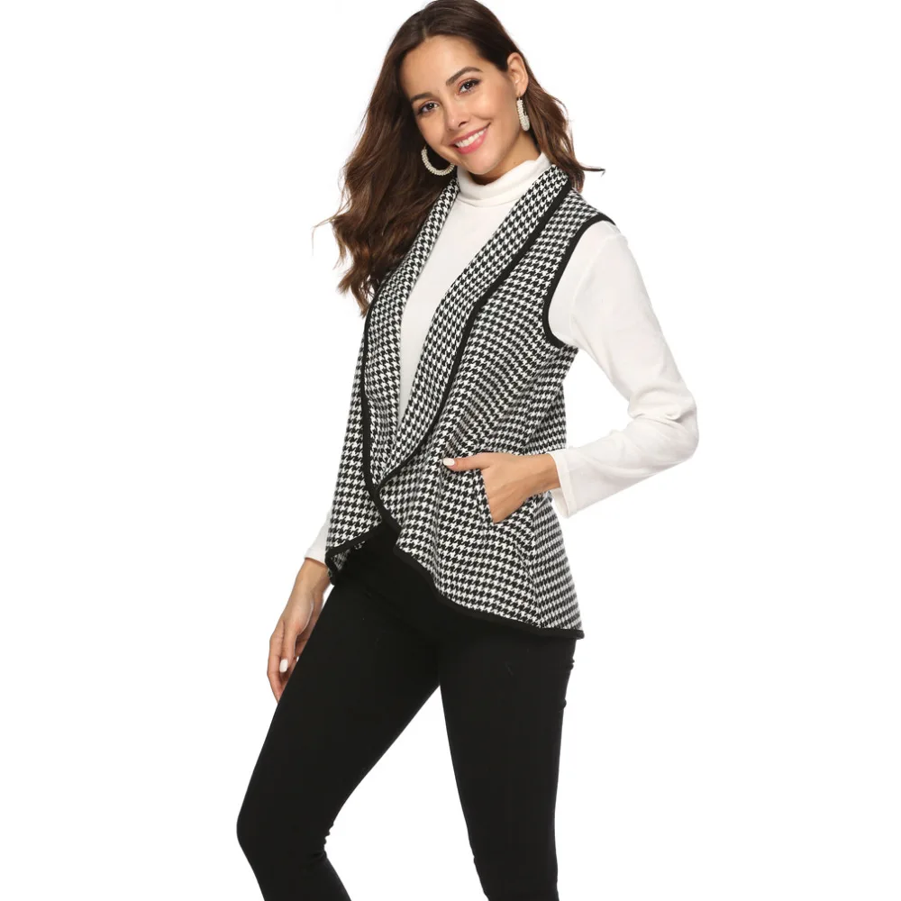 Модная женская жилетка Офисная Женская куртка без рукавов с карманами Chalecos Para Muj