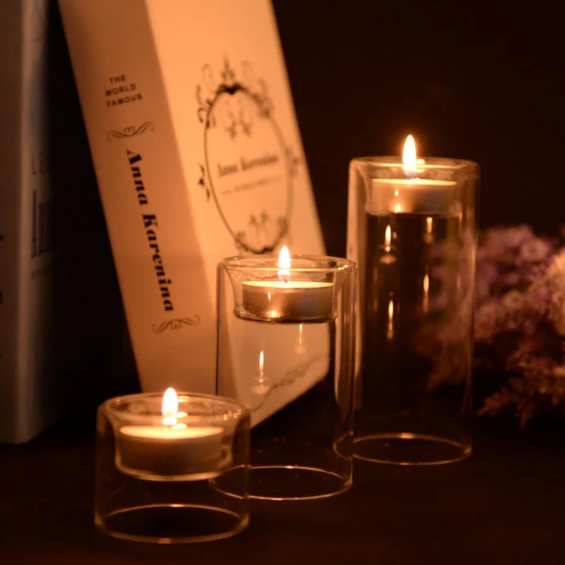 Стеклянные Подсвечники Tealight для свадебного декора универсальная ваза с цветами