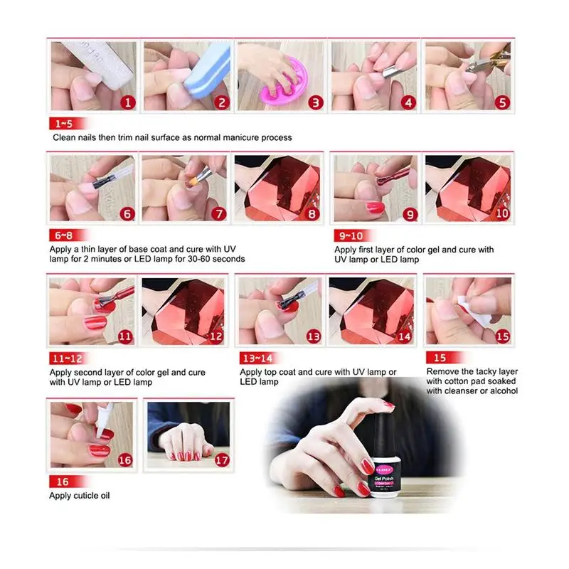 

CLAVUZ 6Pcs Color Gel Nail Polish Set Soak Off UV LED Nail Varnish Lacquer Manicure Pedicure Salon New Starter Kit 8ML