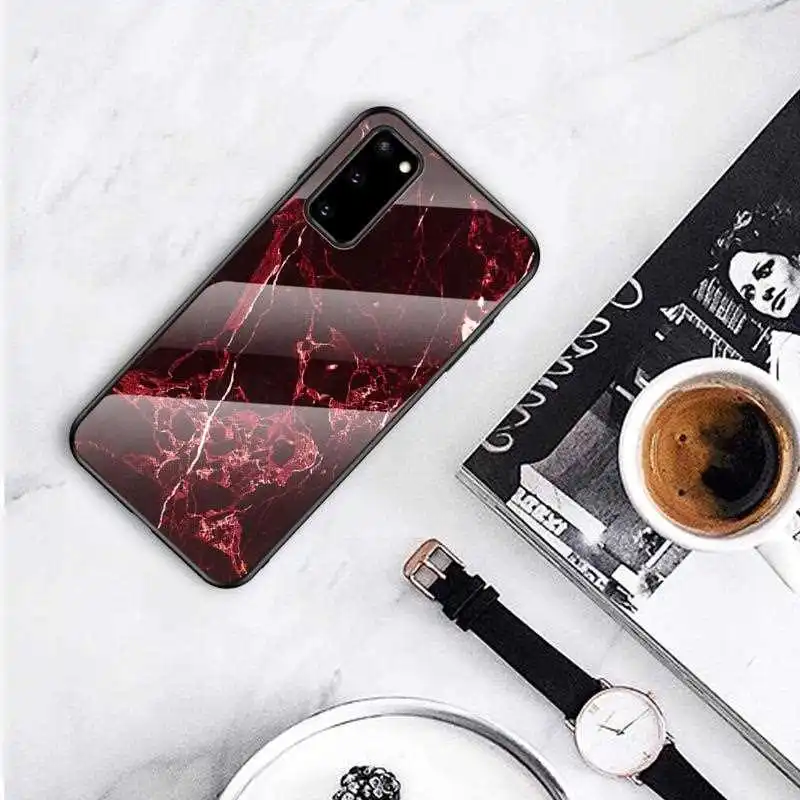 

KatyChoi Marble Pattern Glass Case For Samsung Galaxy S20 S10 S9 S8 Plus S20 Ultra S10 Lite S10e Phone Case Cover