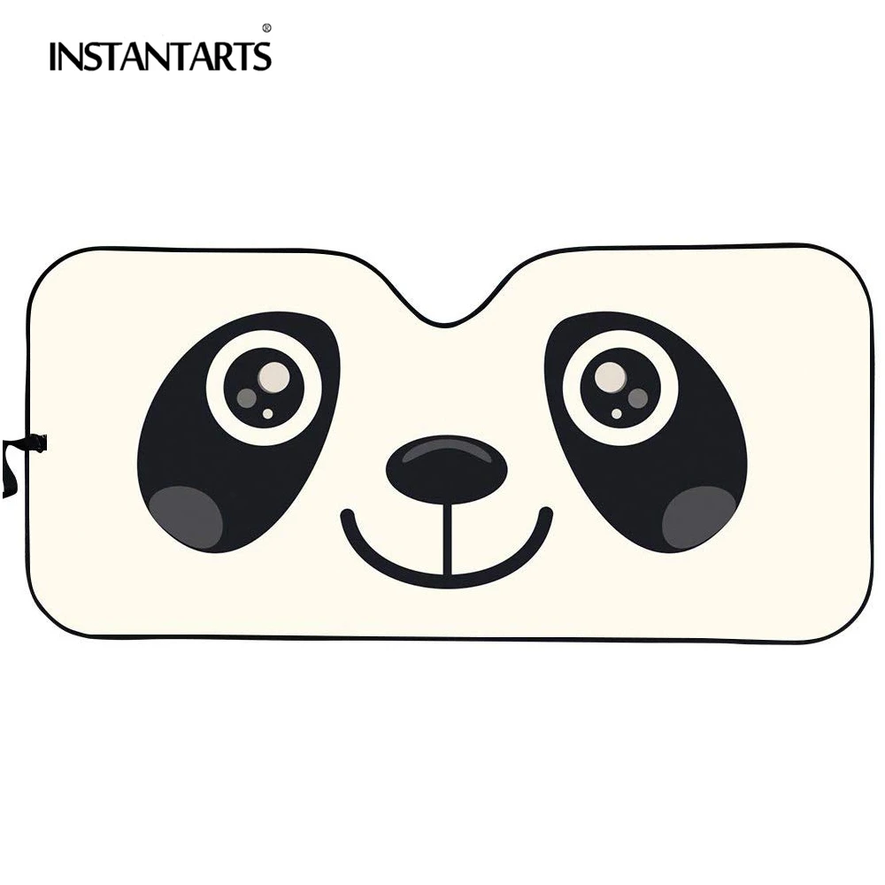 

INSTANTARTS Auto Windshield Sunshade lovely Panda Print Car Window Protector Auto Sun Visor Portable Durable Keep U Vehicle Cool