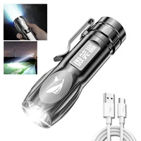 portable clip flashlights usb rechargeable strong light led flash light torches outdoor fishing hiking night light mini torch