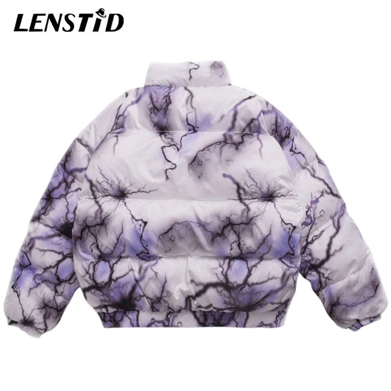 LENSTID 2019 хип хоп с принтом молнии уличная одежда мужская теплая куртка парка