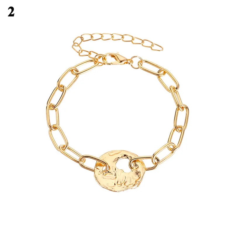 

Women Party Fashion Jewelry Cold Wind Thick Chain Bangle Charm Bracelet Simple Geometric Bracelet Personality Imitate Pearl INS