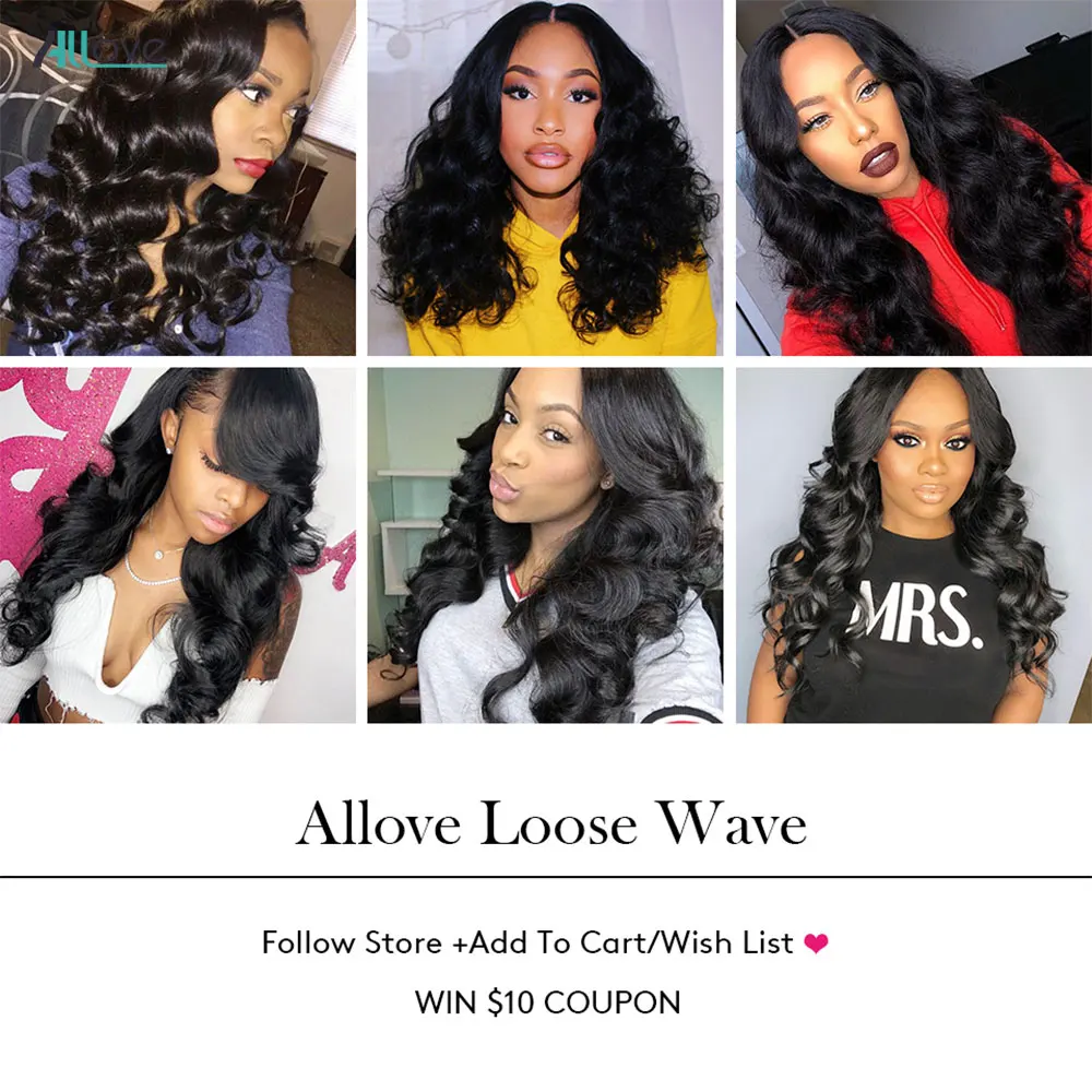 

Allove Brazilian Loose Wave Closure Human Hair Natural Color 4X4 Lace Closure Free/Middle Part Remy Hair Closure 100% Human Hair