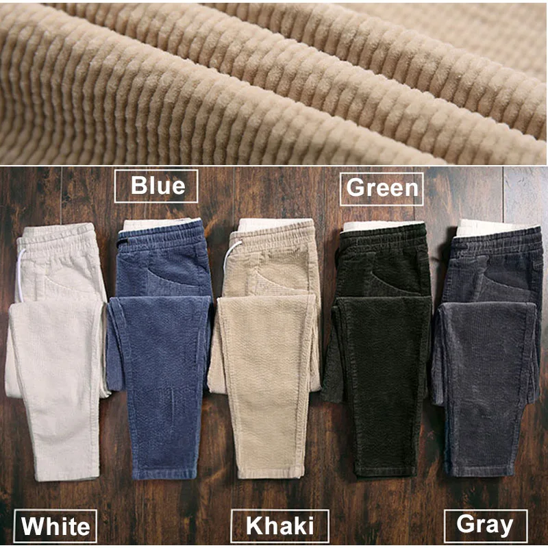 Plus Size Drawing Elastic Waist Pocket Dark Green Corduroy Loose Harem Pants 3XL 4XL Autumn Carrot Pant Women Trousers | Женская одежда