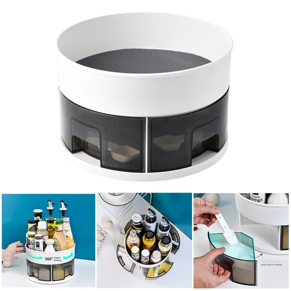 

2 Tier Lazy Susan Turntable Cabinet Organizer 360 Rotating Spice Rack Nonslip Spice Jar Display Stand for Kitchen Cosmetics