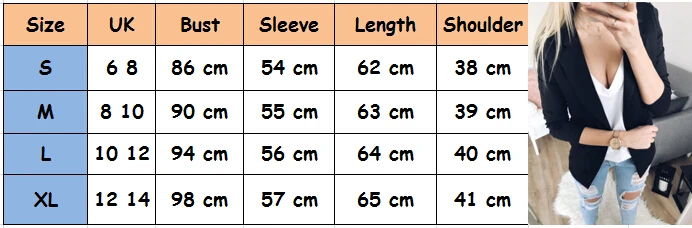 

Hot Women Lady Long Sleeve Casual Jacket Coat Business Blazer Tops Outwear Suit
