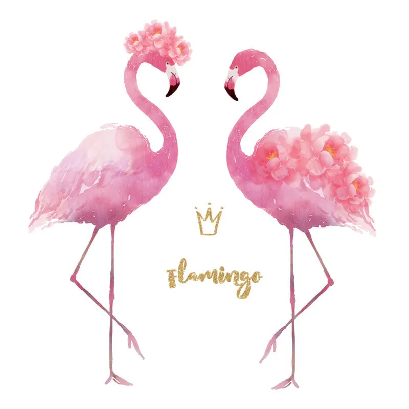 

Cartoon Pink Flamingo Queen Home Decor Wall Art Sticker Poster For Girls Living Room Bedroom Wallpaper Self Adhesive Decoration
