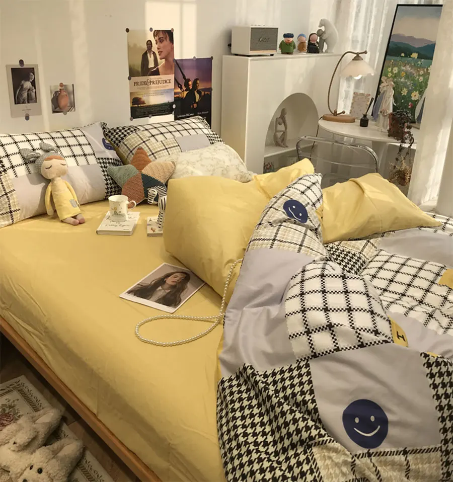 

Classic geometric bedding set teen 1.2 1.5 1.8,cotton comfortable twin full queen home textile bed sheet pillowcase duvet cover