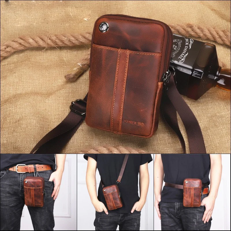 2020 MEN'S Genuine leather BELT WAIST bag military Fanny PACK molle small money phone bum pouch PURSE | Багаж и сумки