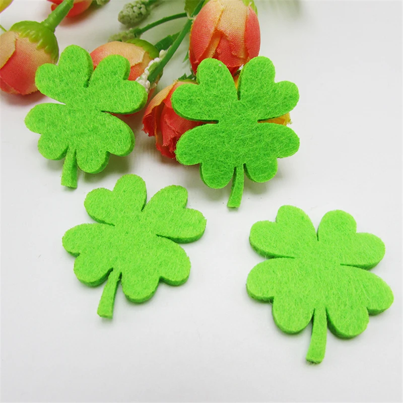 

50 шт./лот 5 см Нетканые Мягкие аппликации в виде четырехлистного клевера для рукоделия детские заколки для волос ручной работы аксессуары на...