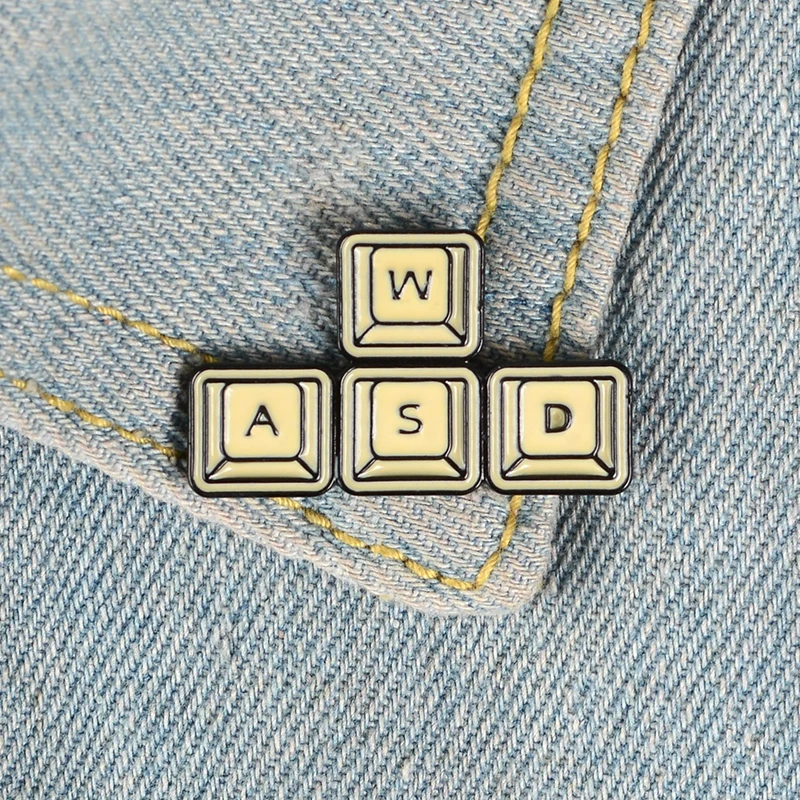 Gaming Keyboard WASD Enamel pin Daily Supplies Brooch for Game lovers Women Men Bag Clothes Lapel Pin Metal Computer icon Badge | Украшения