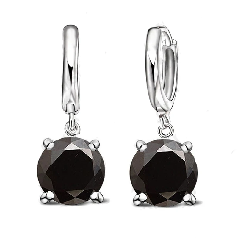 Женские серьги-подвески с фианитом большие круглые серьги из настоящего серебра