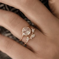 elegant temperament creative floral elements shiny rhinestone ring exquisite simple ladies ring ladies jewelry best gift