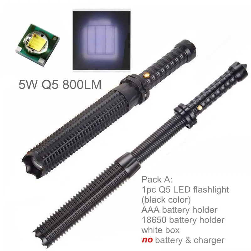Q5 Black TMWT 10 W xml T6 или 5 W Q5 led самообороны расширяемый полиции телескопическая дубинка фонарик свет для аварийного - Испускаемый цвет: Q5 Black