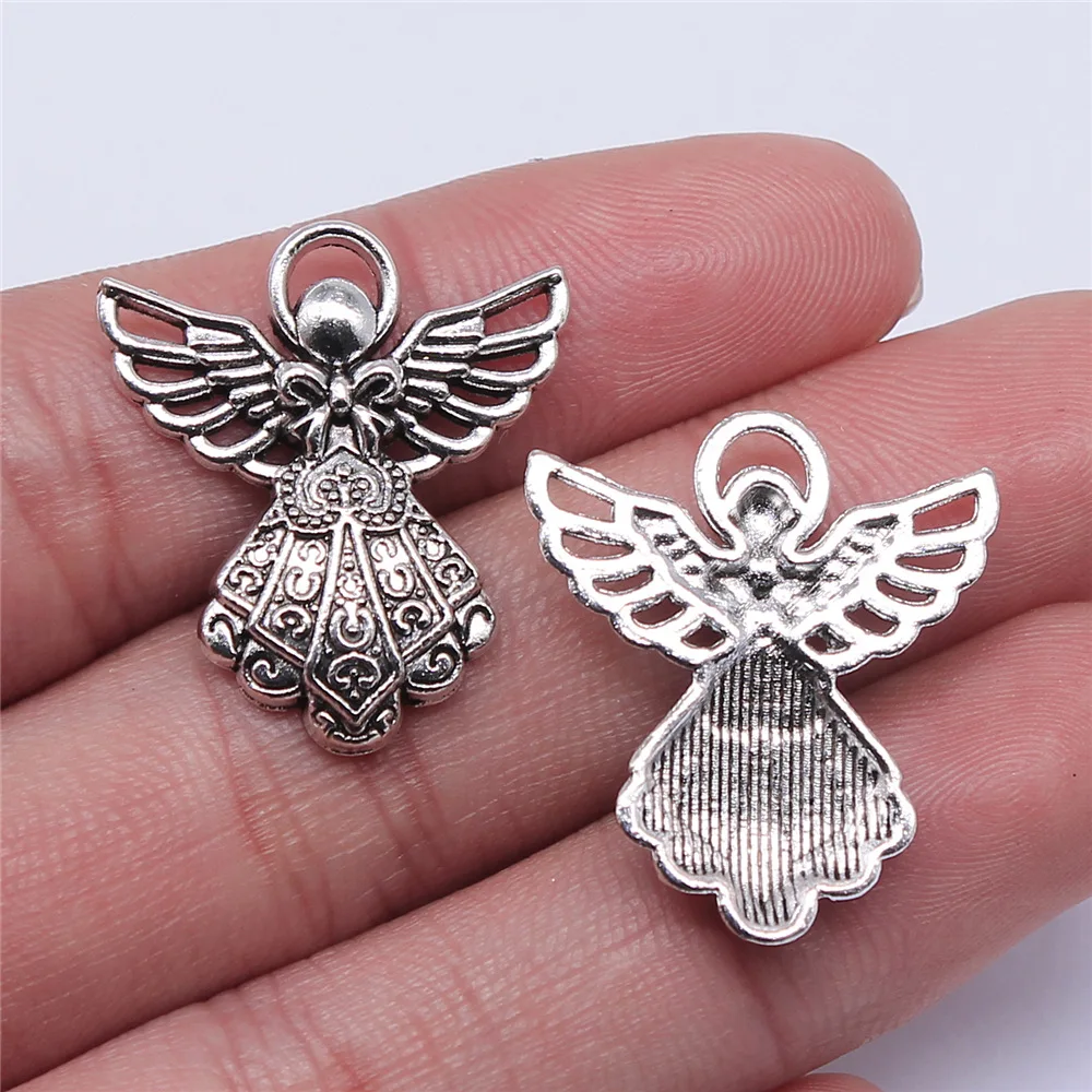 

10pcs 26x23mm Antique Silver Color Angel Charms For Earring Making For Jewelry Making B11801