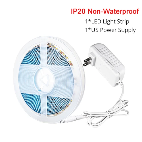 IP20 LED Tape US Set EeeToo, Светодиодная лента, водонепроницаемая, DC 12 В, светодиодный, Ночной светильник, гибкая лента fita Lampka, Nocna strip, Ночной светильник, штепсельная вилка, лампа для ЕС и США - Испускаемый цвет: IP20 LED Tape US Set
