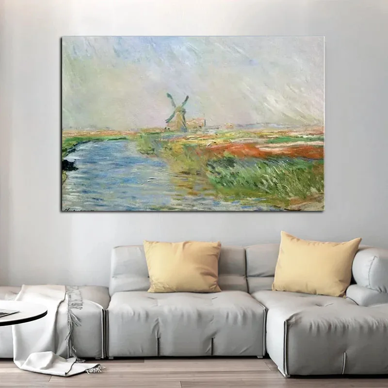 100% ручная роспись Monet поле тюльпанов в Голландии 1886 Классический абстрактный