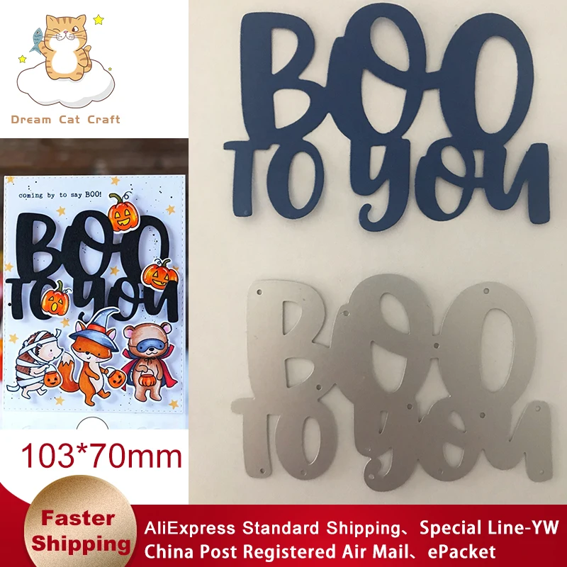 

Die Cut 2021 New Boo To You Words Metal Cutting Dies for DIY Scrapbooking Photo Album Decorative Embossing Paper Card Crafts