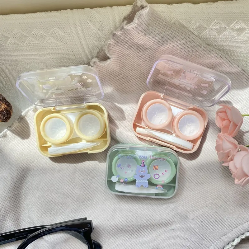 

Hot Sale Practical Mini Transparent Portable Contact Lens Case with Rubber Band for Travel Kit Holder Contact Lenses Box