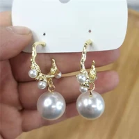 classic big simulated pearl ball drop earrings for women wedding party jewelry fashion pendientes mujer
