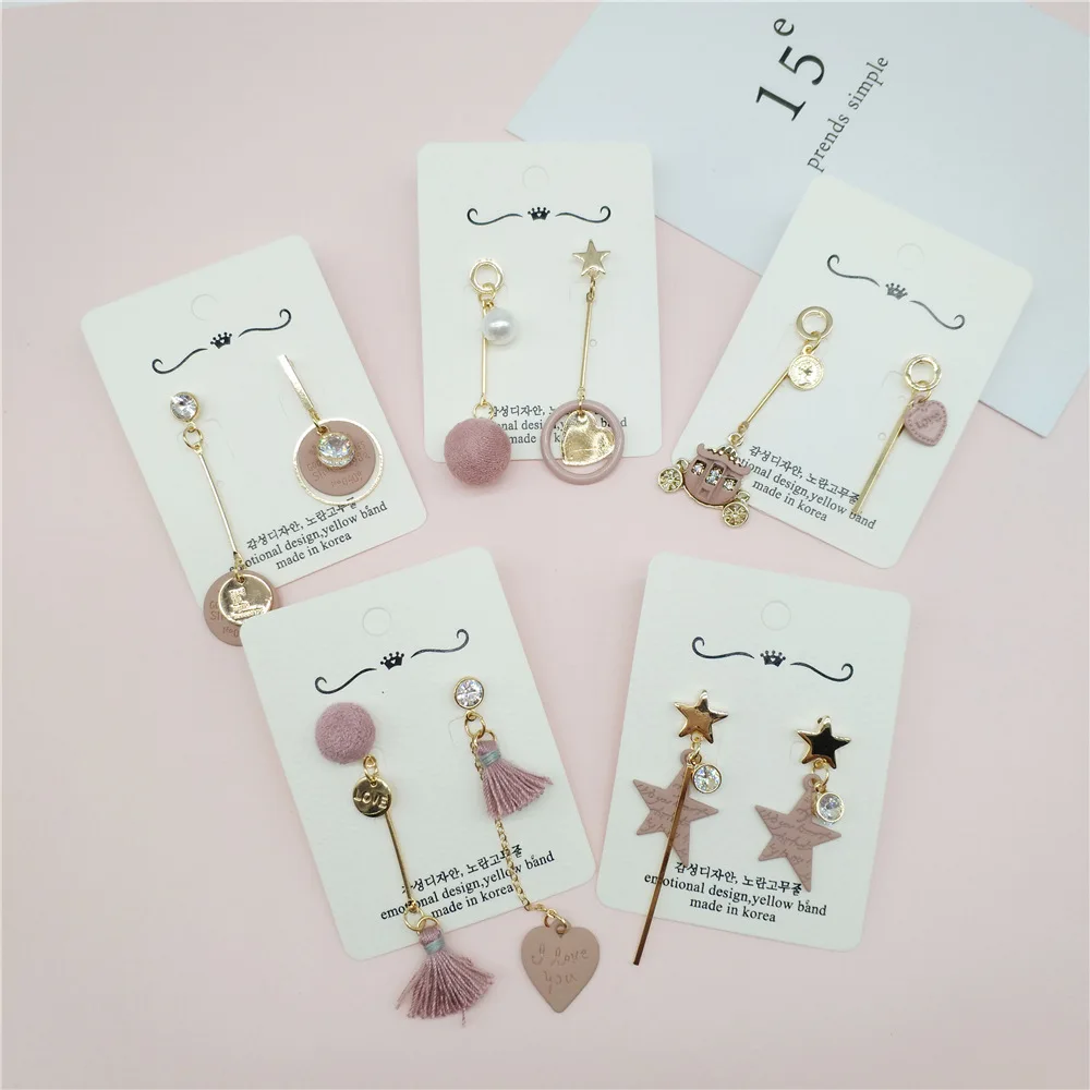 Корейские висячие серьги каваи розовые женские оптом мультфильм милое Сердце