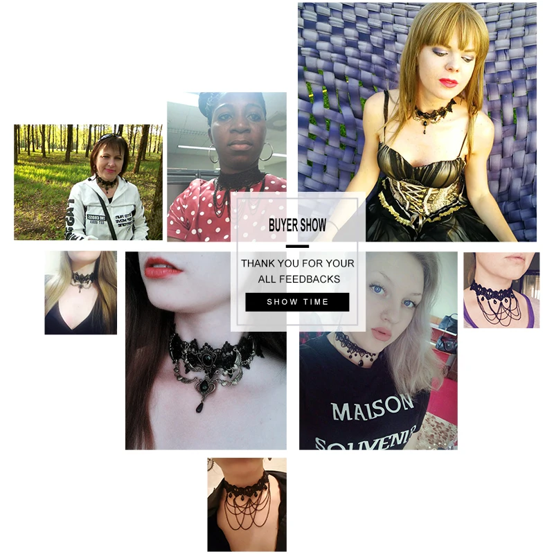 Готический Чокеры черный камень сексуальные кружево высокое средства ухода за