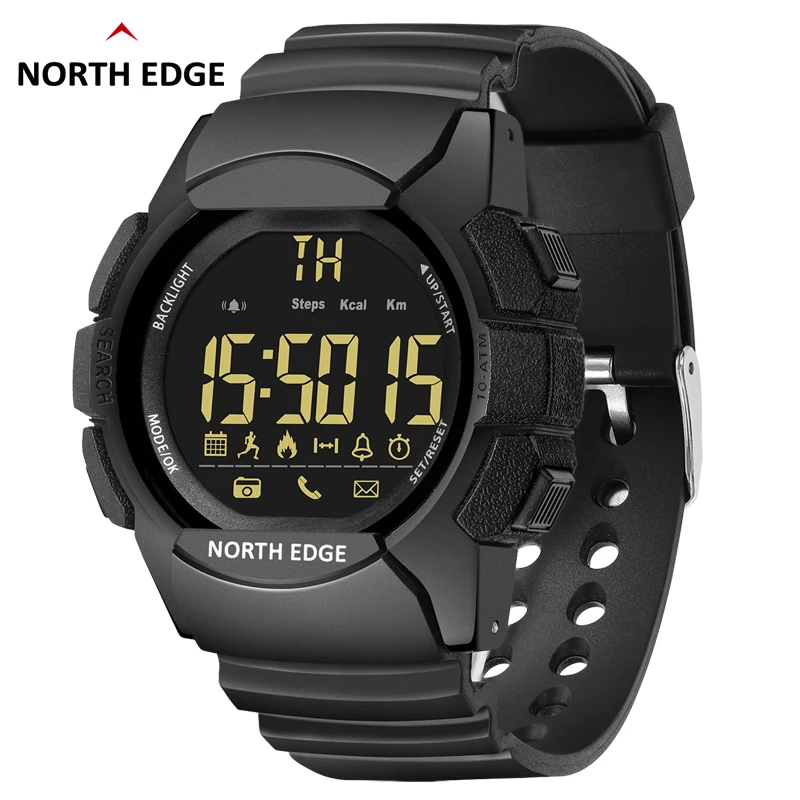 Фото Часы наручные NORTH EDGE мужские цифровые, спортивные с Bluetooth, с датчиком расстояния и шагомером, для бега, плавания №2