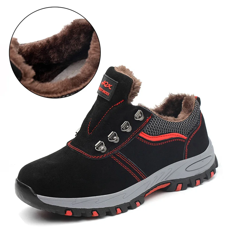 Black with fur Защитные ботинки со стальным носком; обувь для выживания в пустыне; защитная обувь со стальными вставками;# GH107 - Цвет: Black with fur