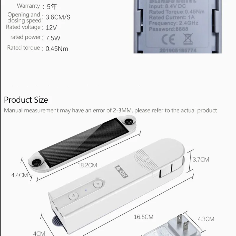 A-OK AM43 Aoke electric curtain motor smart phone app control electric roller blinds roman curtain soft curtain