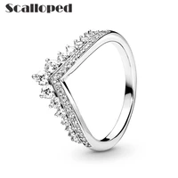 scalloped classic princess crown rings women luxurious zircon fashion wedding band engagement jewelry hot sale couple gifts