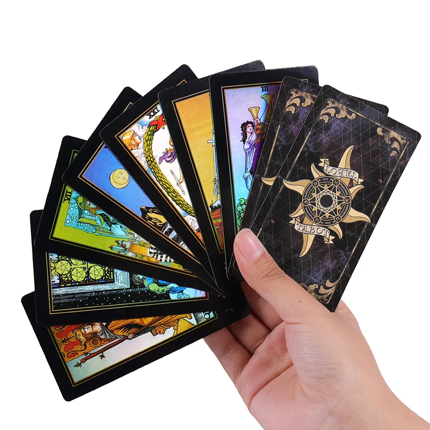Board Game Holographic Shiny Tarot Cards Waite Full English Mysterious Edition For Astrology Laser Tarot Cards 78 Cards enlarge